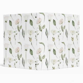 White Floral Pattern on White Background Binder