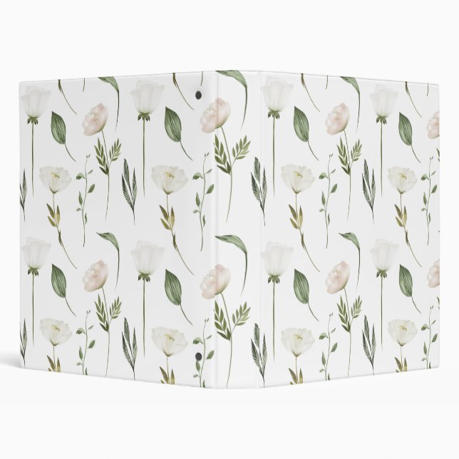 White Floral Pattern on White Background Binder (Background)