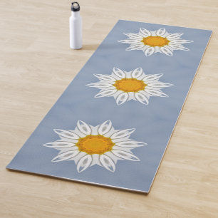 White  floral  pattern yoga mat