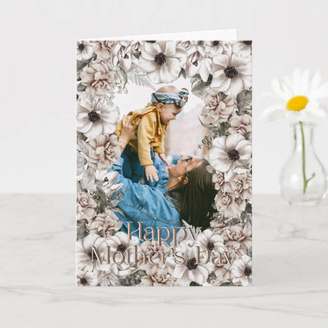 White Floral Photo Mother’s Day Card (Small Plant)