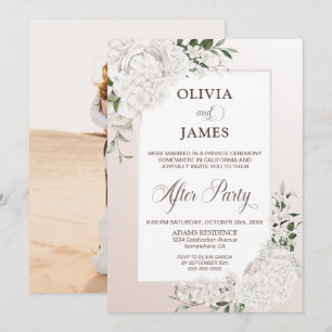 White Floral Photo Wedding Reception Invitation
