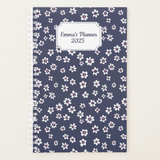 White floral planner with blue background | custom