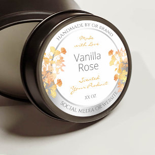 White Floral Product Packaging Label Orange Silver