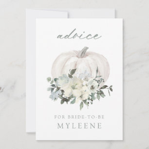 White Floral Pumpkin Baby Shower Advice Card