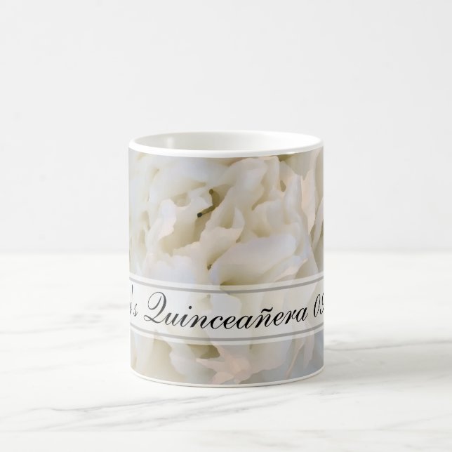 White Floral Quinceañera Coffee Mug (Center)