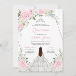 White Floral Quinceanera Mis Quince Invitation