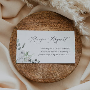 White Floral Recipe Request Shower Enclosure Card