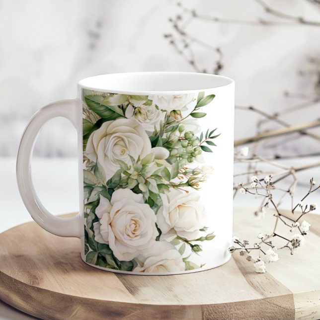  White Floral Roses Mom Coffee Mug (Creator Uploaded)