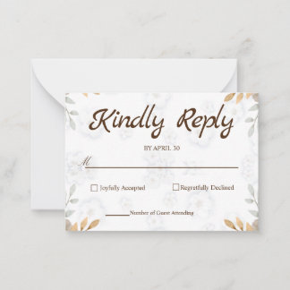 White Floral RSVP Card Elegant Simple RSVP