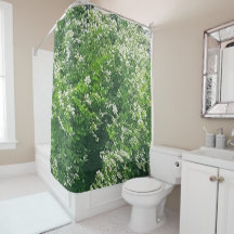 White Floral Shower Curtain