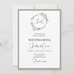 White Floral Spanish Wedding Invitation