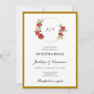 White Floral Spanish Wedding Invitation