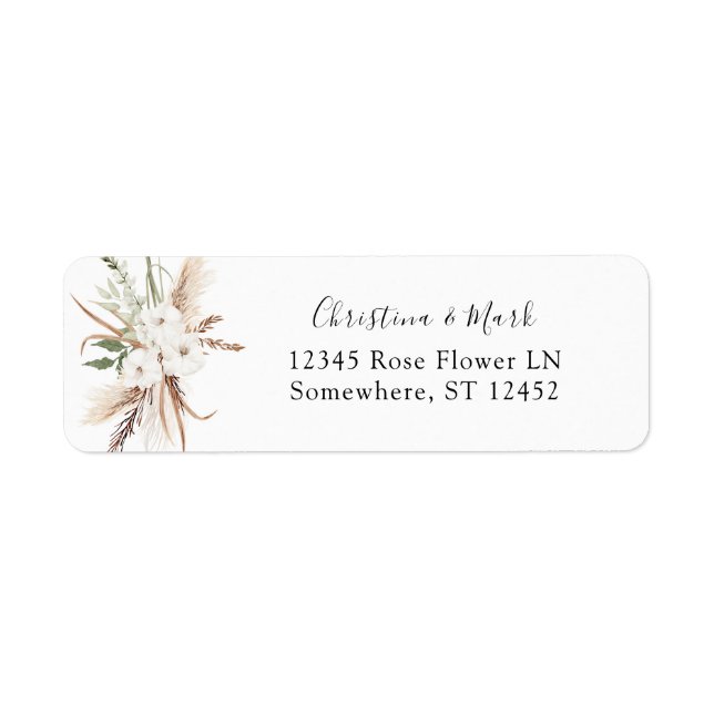 White Floral Summer Boho Adresse de retour (Devant)