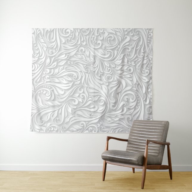 White Floral Tapestry (In Situ (Horizontal))