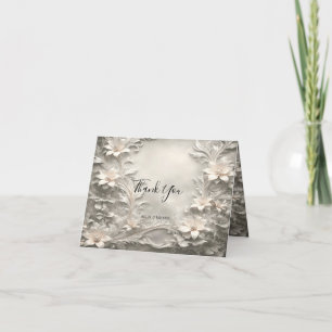 White Floral Thank You Card