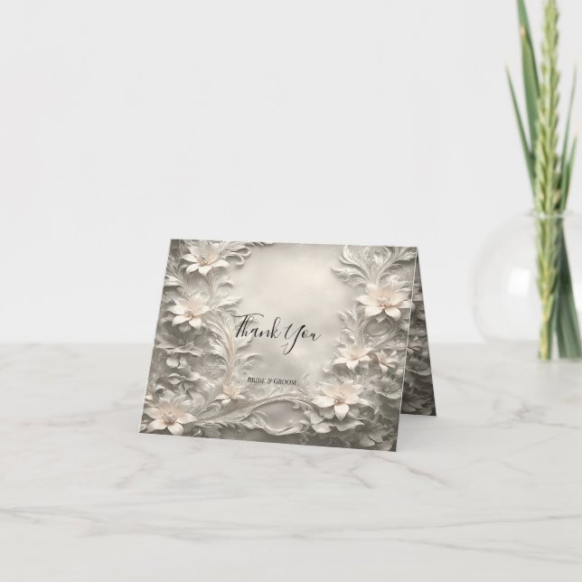 White Floral Thank You Card (Front)