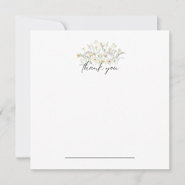 White Floral Thank You Notecard (Front)