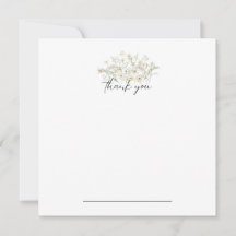White Floral Thank You Notecard