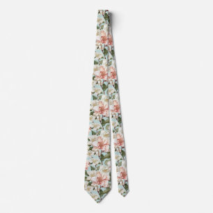 White Floral tie