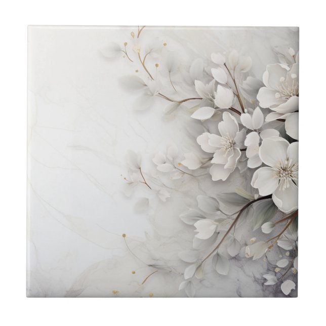 White Floral Tile (Front)