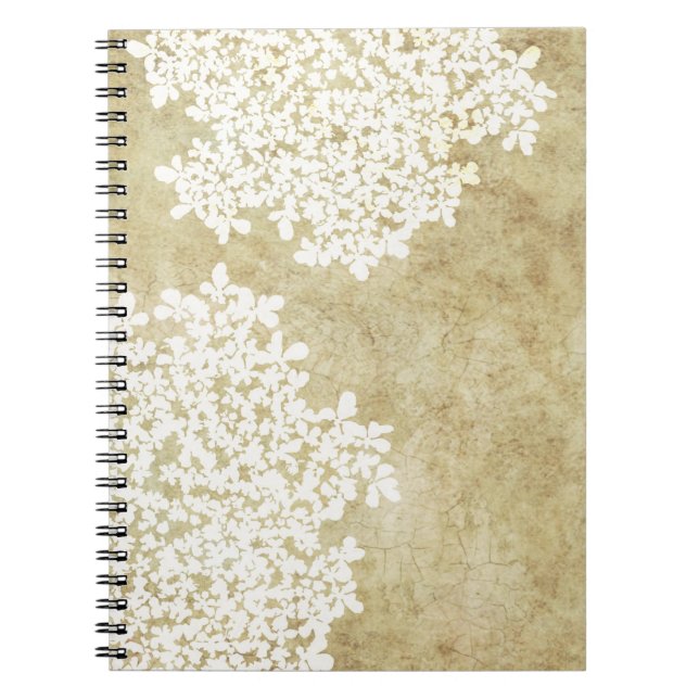 White Floral Vintage Notebook (Front)