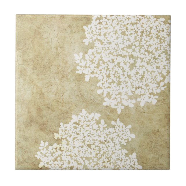White Floral Vintage Tile (Front)