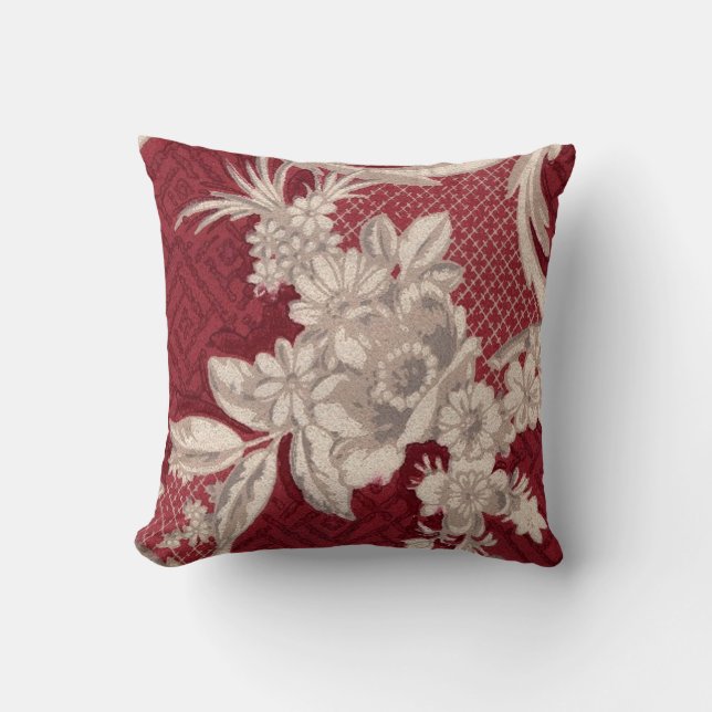White Floral Wallpaper Throw Pillow (Front)