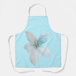 White floral watercolor flower pastel apron