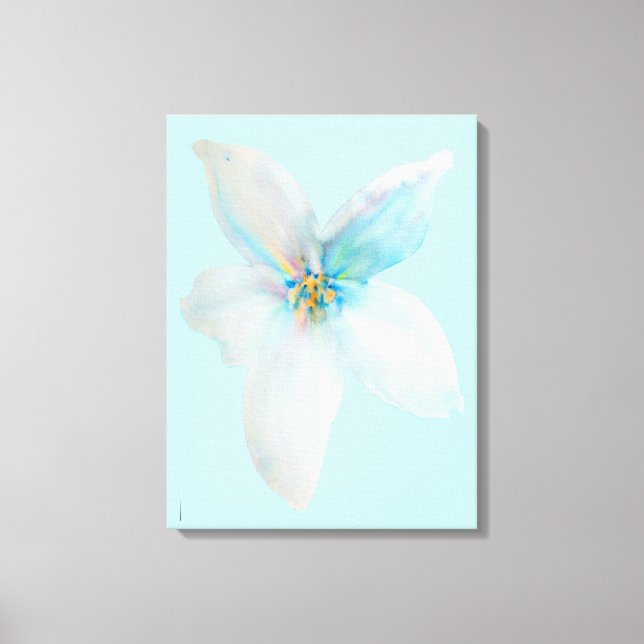 White floral watercolor flower pastel canvas print (Front)