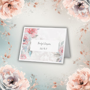 white floral watercolor rose wedding guest card