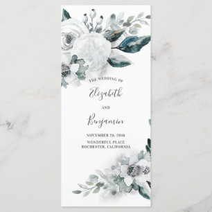 White Floral Watercolor Wedding Programs
