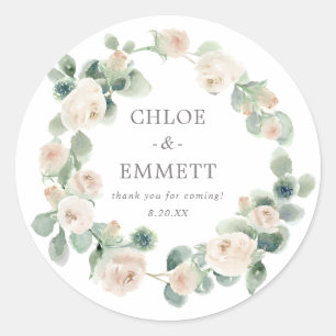 White Floral Wedding Cake Box Favour Sticker