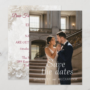 White Floral Wedding   Elegant Photo Save The Date