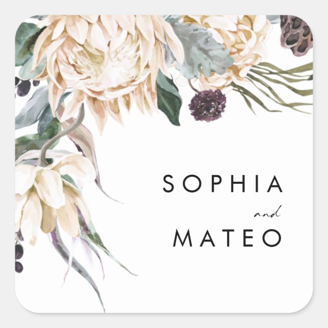 White Floral Wedding Envelope Seals (Front)