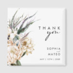 White Floral | Wedding Favour Magnet<br><div class="desc">We designed these white floral | wedding favour magnet to complete your rustic dark tropical wedding. With its bohemian watercolor greenery to its modern boho winter flowers, including protea, dahlia, and dried lotus, the design is sure to set off your moody, minimalist green and white theme. Change the text and...</div>