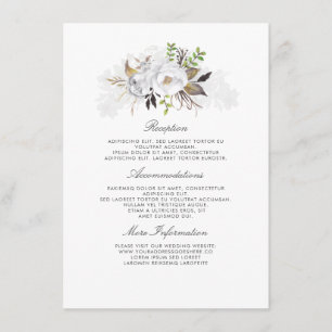 White Floral Wedding Information Guest Enclosure Card