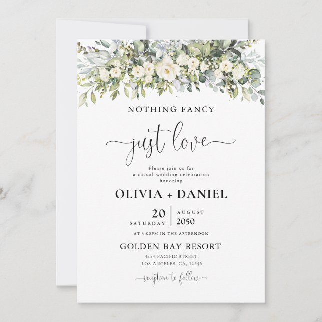 White Floral Wedding Invitation (Front)