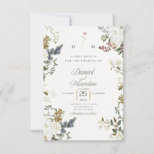 White Floral Wedding Invitation – Save the Date