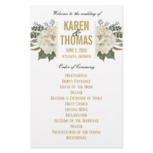 White Floral Wedding Program