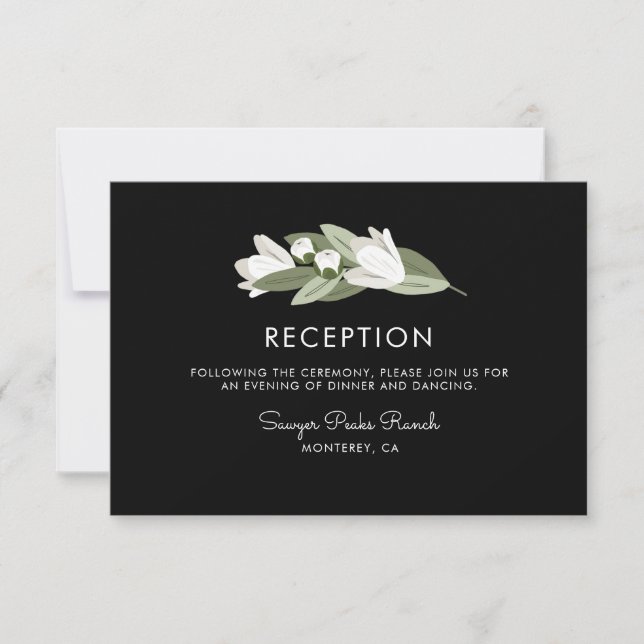 White Floral Wedding Sprigs Reception Invitation (Front)