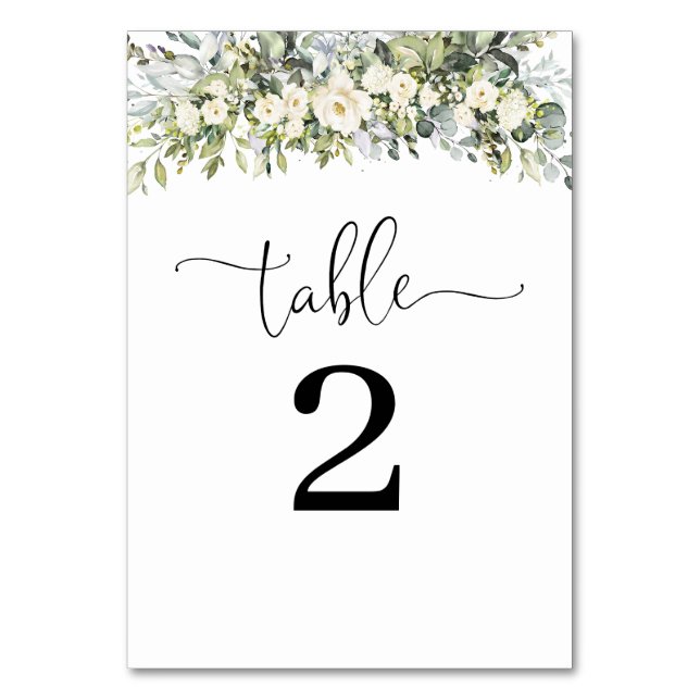 White Floral Wedding Table Numbers (Front)