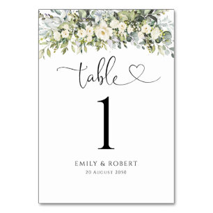 White Floral Wedding Table Numbers