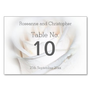 White Floral Wedding Table Setting Number
