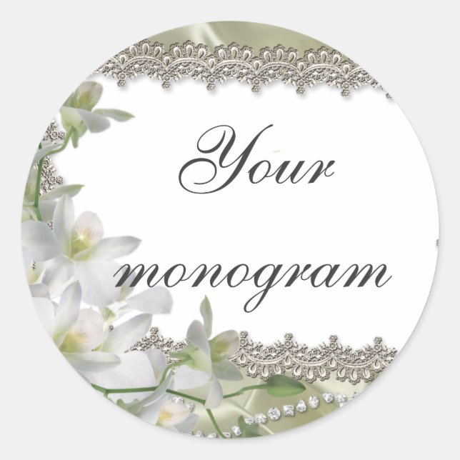 White Floral Wedding Theme Envelope Seals Labels (Front)