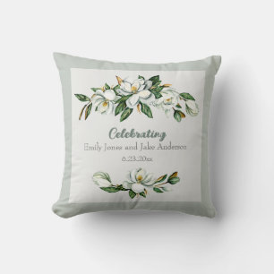 White Floral Wedding Throw Pillow