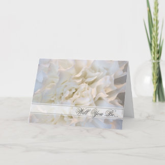 White Floral Will You Be My Bridesmaid Invitation