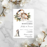 White Floral with ring Spanish Wedding Invitation<br><div class="desc">White flower with ring Spanish Wedding invite</div>