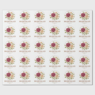 White Floral Wrapping Paper - Bridesmaid