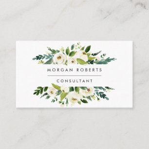 White Floral Wreath  All Professions / Trades Business Card