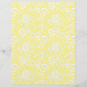 White Floral Yellow Arts & Craft Scrapbook Paper
